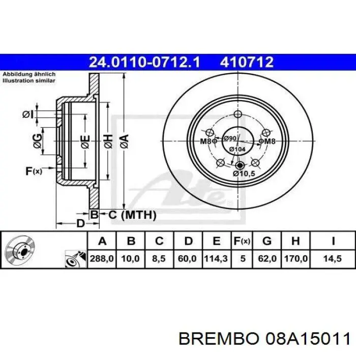 08A15011 Brembo disco de freno trasero