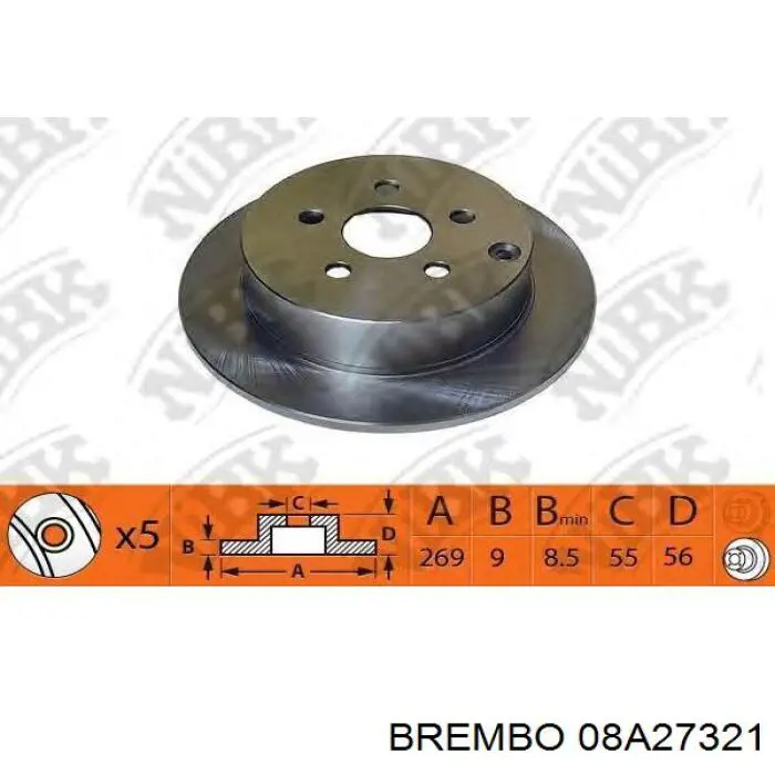 Disco de freno trasero Toyota Prius NHW20