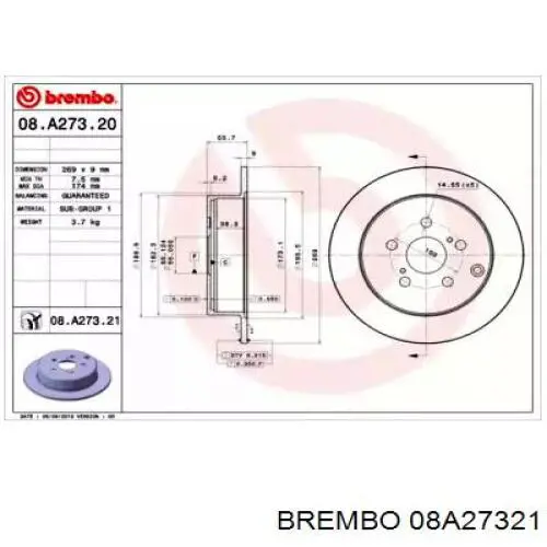 08A27321 Brembo disco de freno trasero