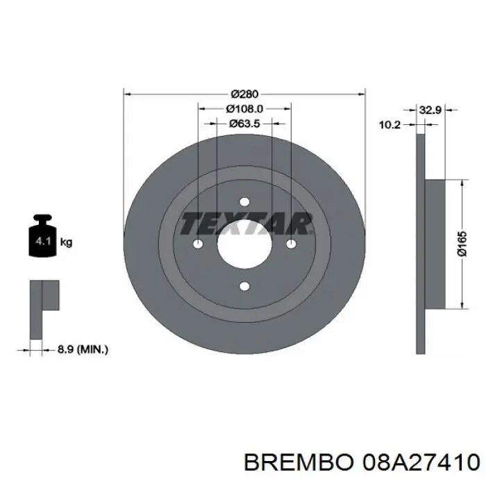 08A27410 Brembo disco de freno trasero