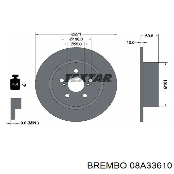 08A33610 Brembo disco de freno trasero