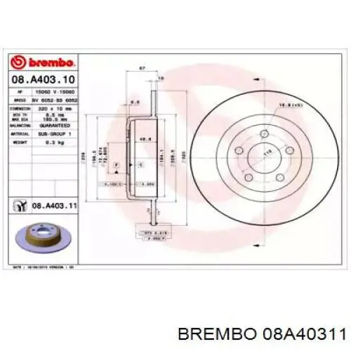 08.A403.11 Brembo freno de disco delantero