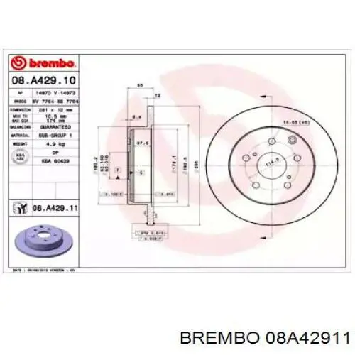 08.A429.11 Brembo disco de freno trasero