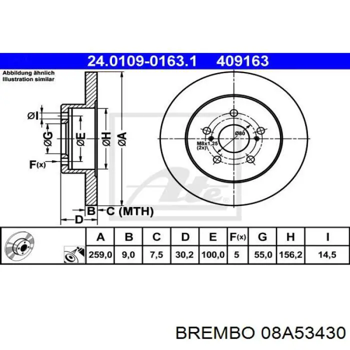 08A53430 Brembo disco de freno trasero
