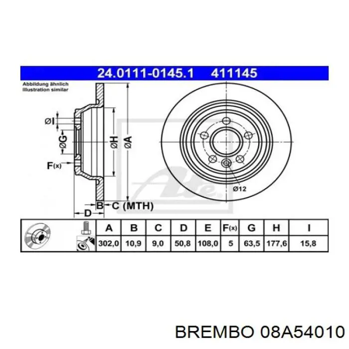 08A54010 Brembo disco de freno trasero