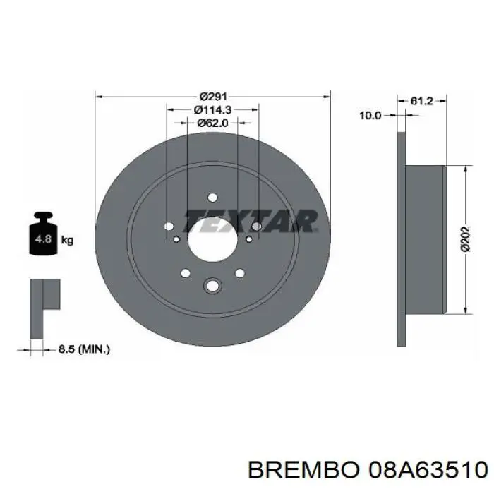 08A63510 Brembo disco de freno trasero