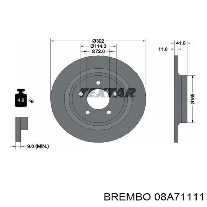 08A71111 Brembo disco de freno trasero