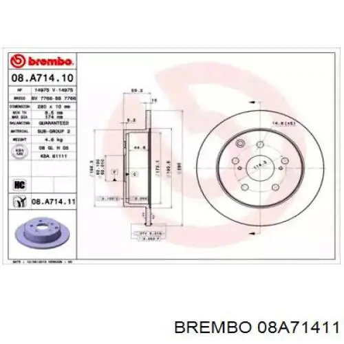 08.A714.11 Brembo disco de freno trasero