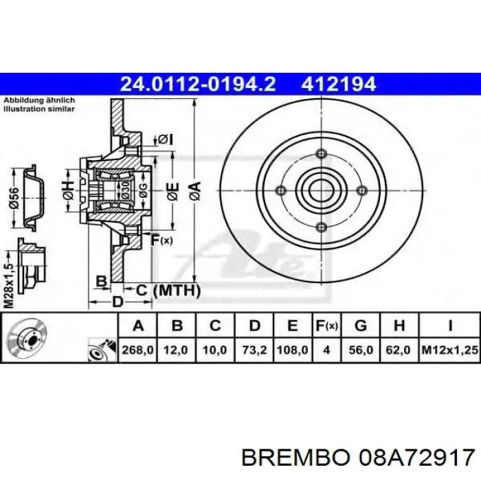 08.A729.17 Brembo disco de freno trasero