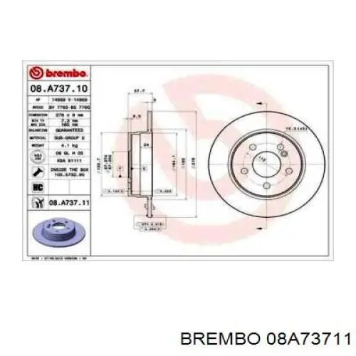 08.A737.11 Brembo disco de freno trasero