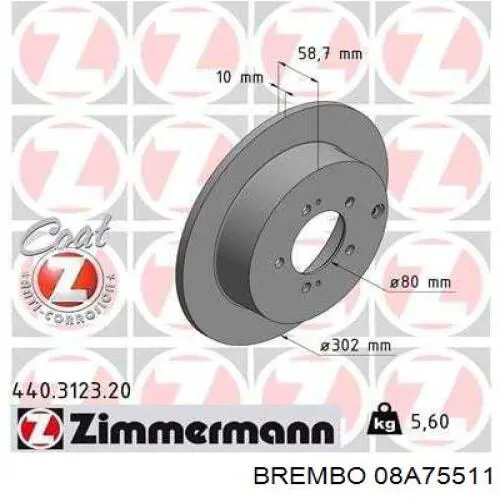Disco de freno trasero Brembo 08A75511 precio, desde 40,01 EUR