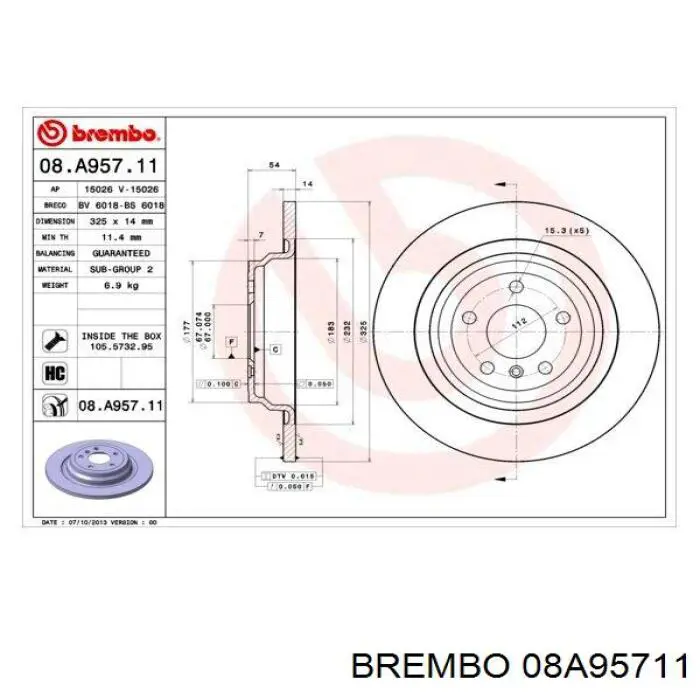 08.A957.11 Brembo disco de freno trasero