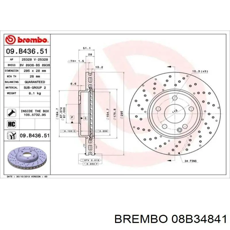 08.B348.41 Brembo disco de freno trasero