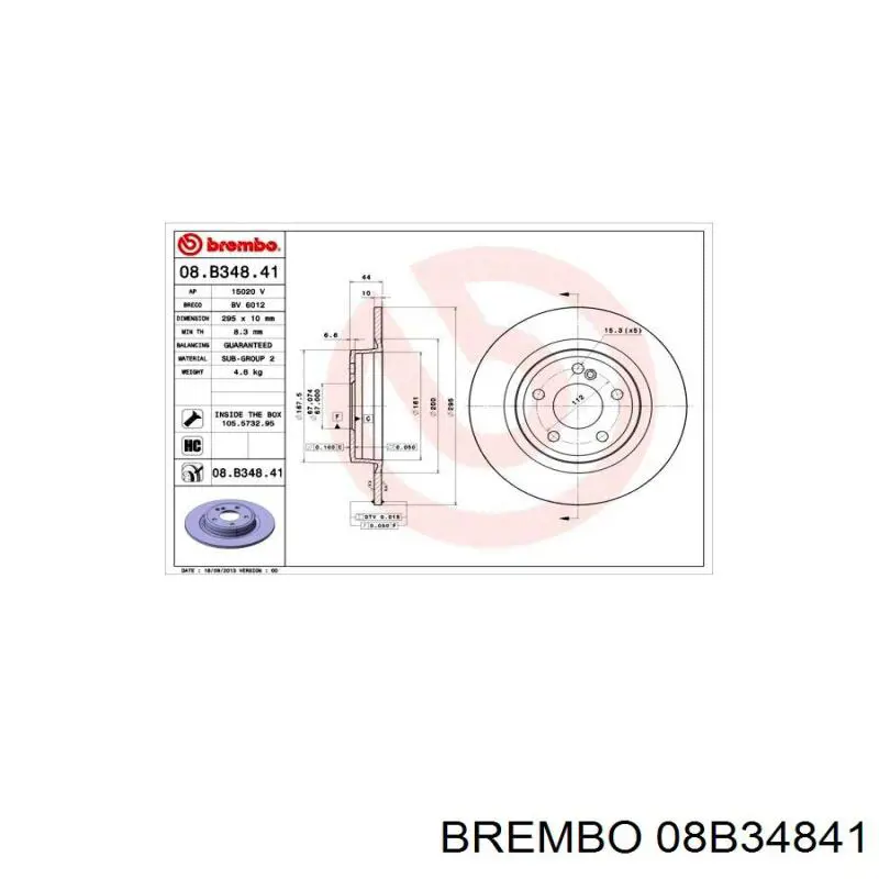 Comprar 08B34841 Brembo Disco de freno trasero