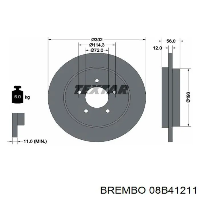 08B41211 Brembo disco de freno trasero