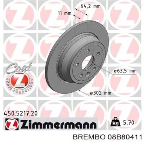 08.B804.11 Brembo disco de freno trasero