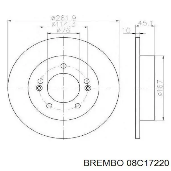08C17220 Brembo Freno de disco trasero