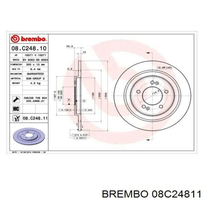 08.C248.11 Brembo disco de freno trasero