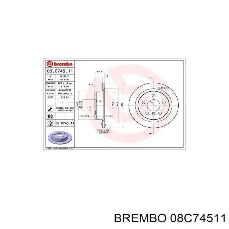 08.C745.11 Brembo disco de freno trasero