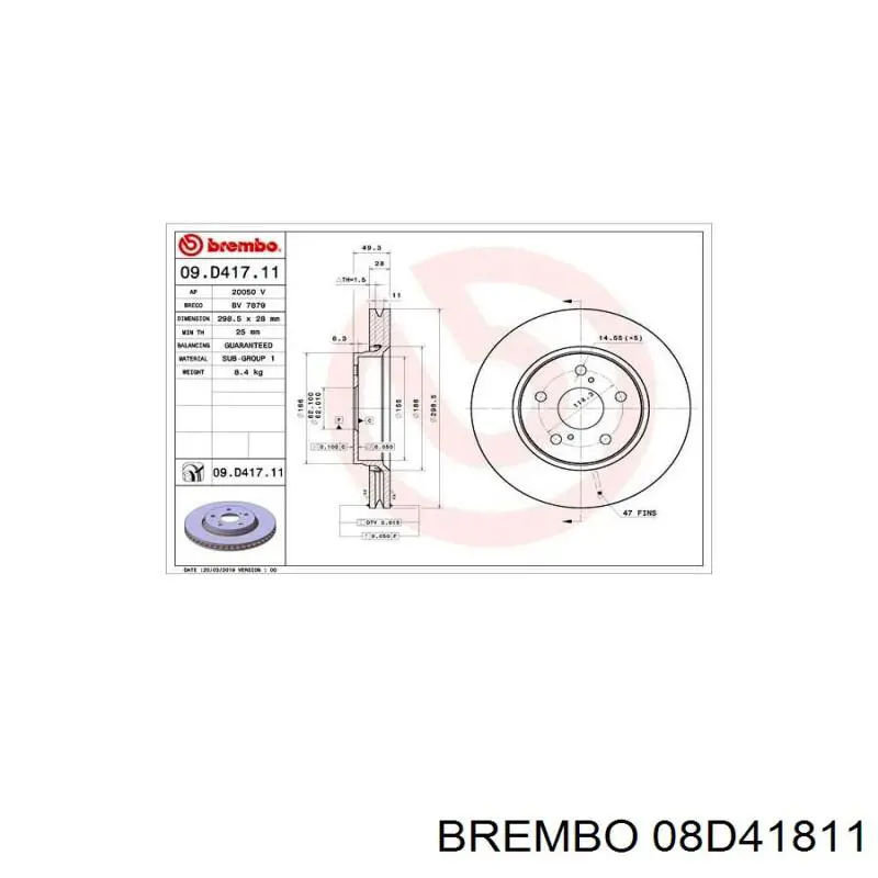 08D41811 Brembo disco de freno trasero