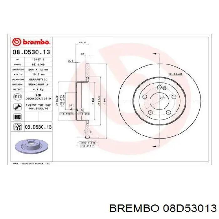 08.D530.13 Brembo disco de freno trasero