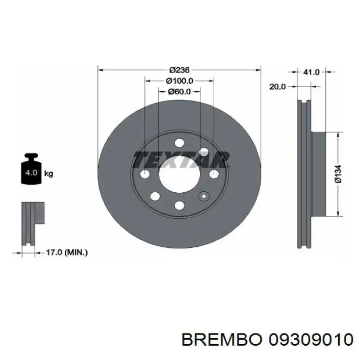Freno de disco delantero Opel Astra 51, 52, F35, M35