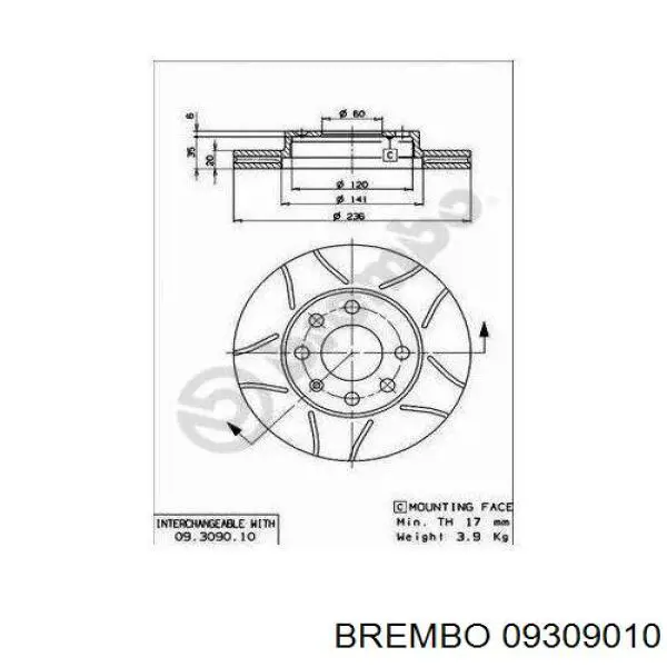 Freno de disco delantero Opel Astra 51, 52, F35, M35