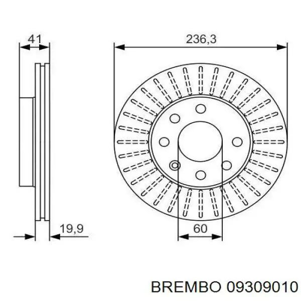 Freno de disco delantero Opel Astra 51, 52, F35, M35