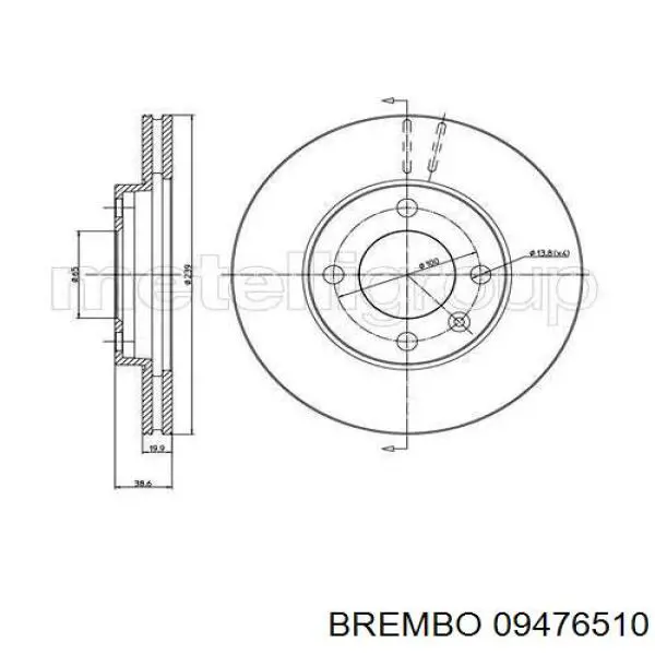 Disco de freno delantero Brembo 09476510