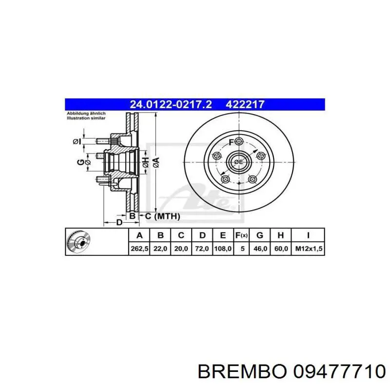 .09477710 Brembo freno de disco delantero