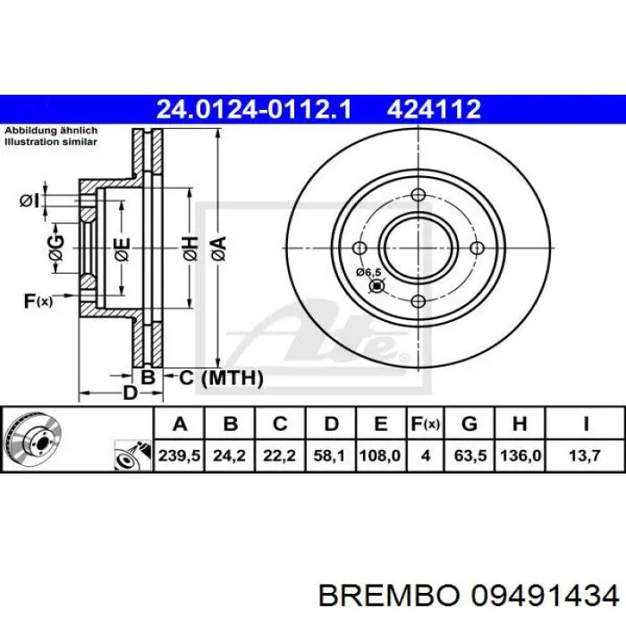 Freno de disco delantero Ford Escort 4 GAF, AWF, ABFT