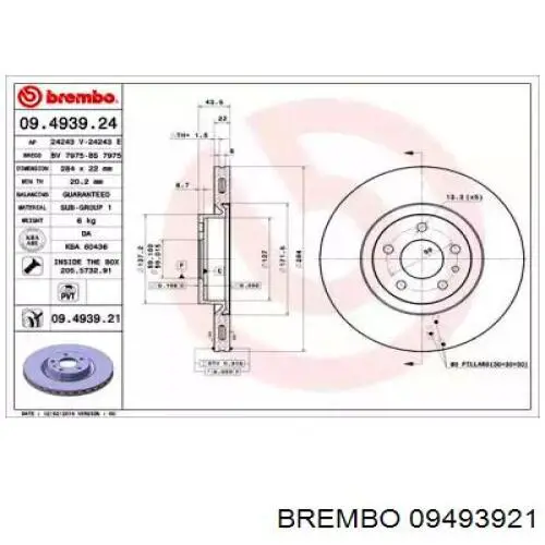 Freno de disco delantero Alfa Romeo 147 937