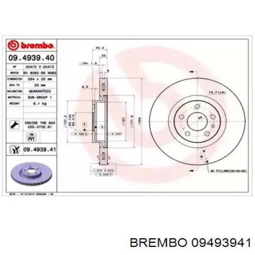 09.4939.41 Brembo freno de disco delantero