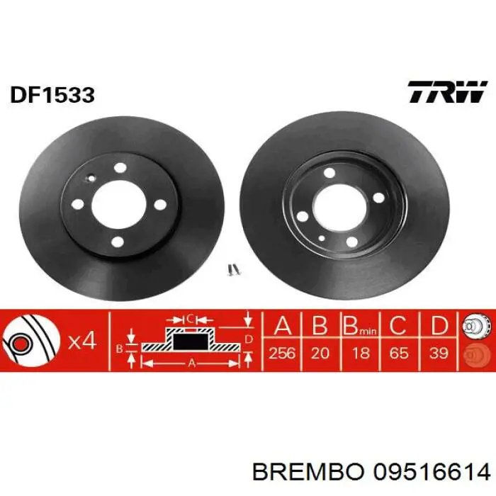 Comprar 09516614 Brembo Freno de disco delantero