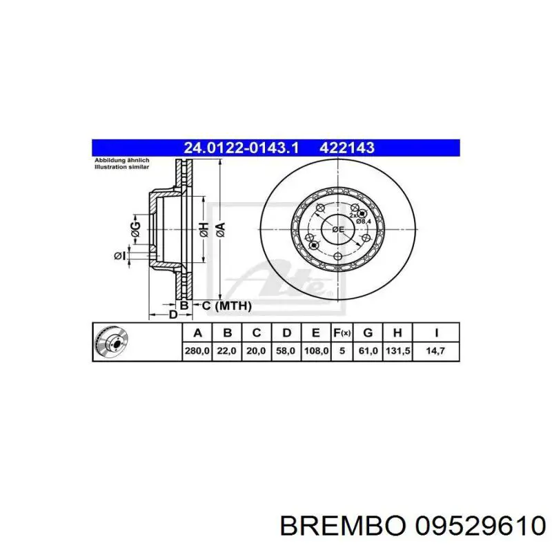 Disco de freno 09529610 Brembo
