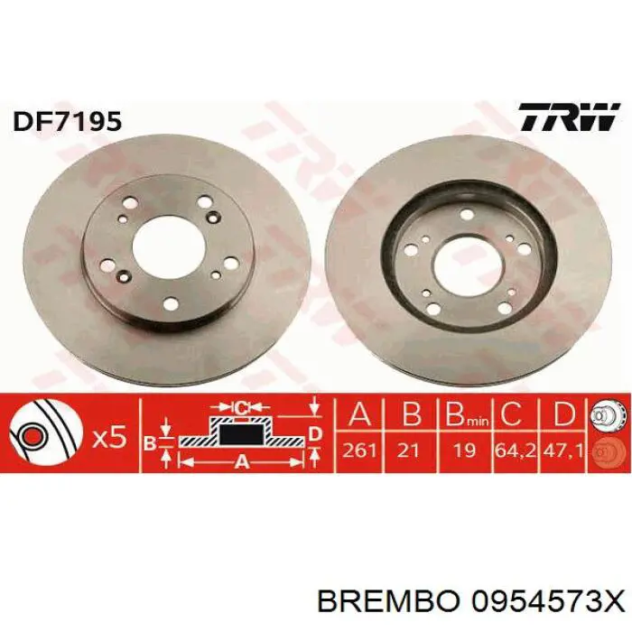 09.5457.3X Brembo freno de disco delantero