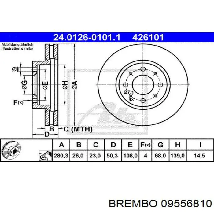 Disco de freno 09556810 Brembo