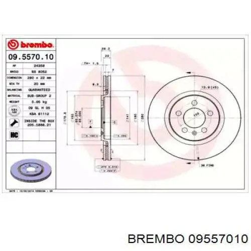 09.5570.10 Brembo freno de disco delantero