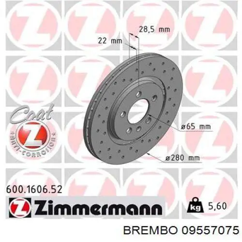 09.5570.75 Brembo disco de freno delantero