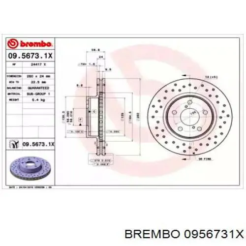 09.5673.1X Brembo freno de disco delantero