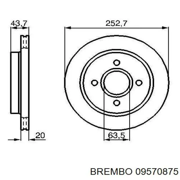 Disco de freno trasero Brembo 09570875 precio, desde 47,56 EUR