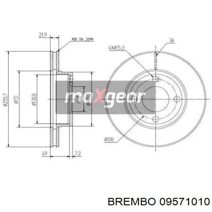 Disco de freno 09571010 Brembo