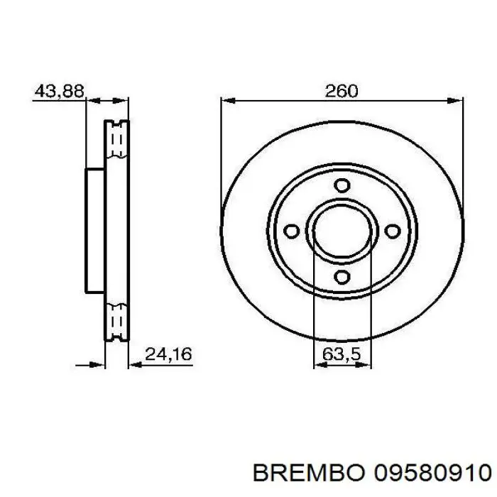 09580910 Brembo disco de freno delantero