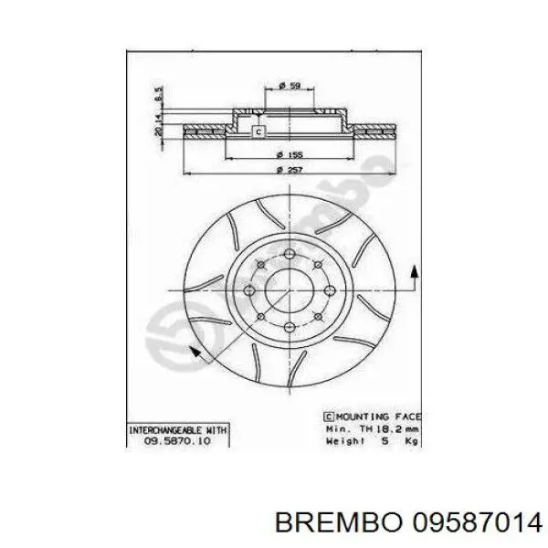 Disco de freno delantero Brembo 09587014