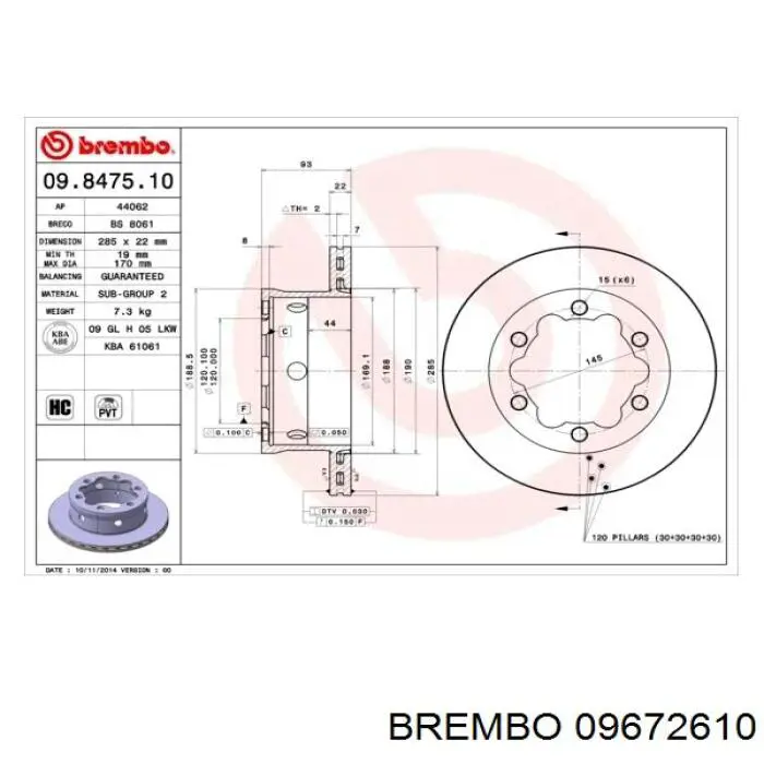 09.6726.10 Brembo freno de disco delantero