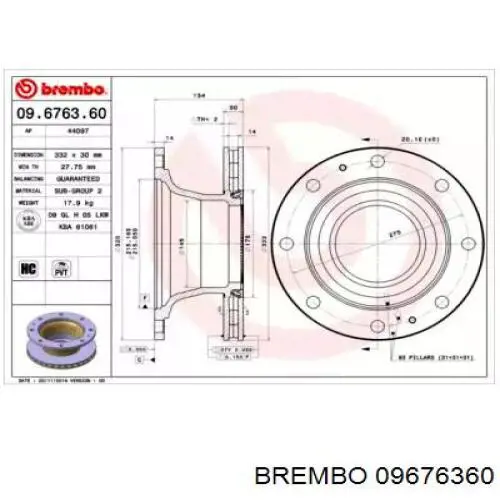 09.6763.60 Brembo disco de freno trasero