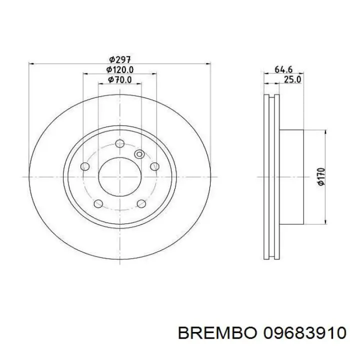 Comprar 09683910 Brembo Freno de disco delantero