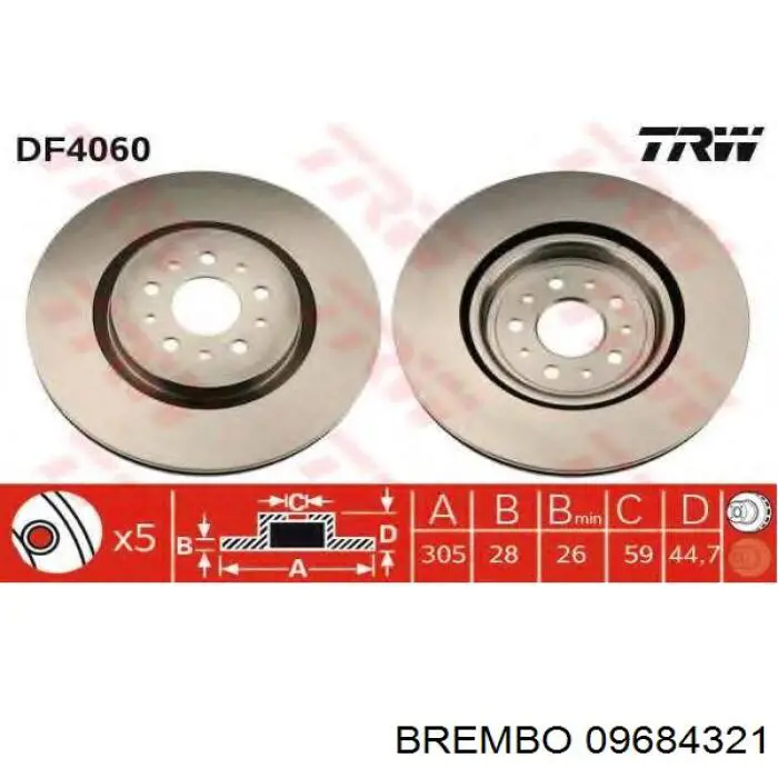 9684321 Brembo disco de freno delantero