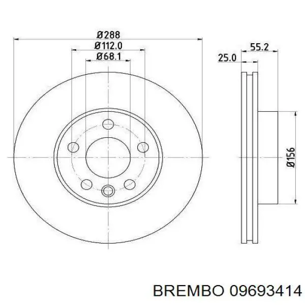 Disco de freno 09693414 Brembo