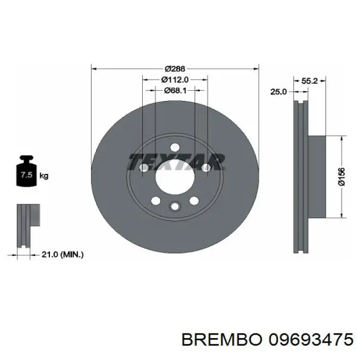 09693475 Brembo disco de freno delantero